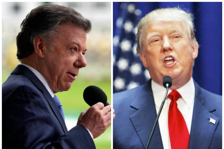 Juan Manuel Santos, presidente de Colombia, y Donald Trump, presidente de los Estados Unidos. AFP