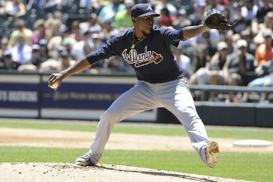 Julio Teherán, beisbolista colombiano de los Bravos de Atlanta. / AFP