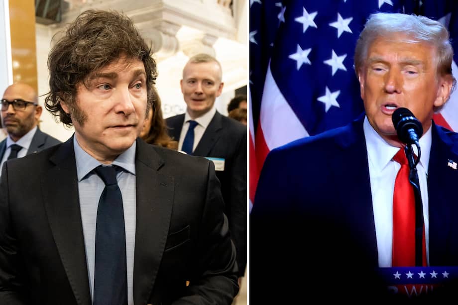 El presidente de Argentina, Javier Milei (i), y el presidente electo de los Estados Unidos, Donald Trump.