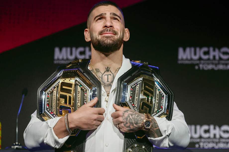 El campeón del mundo del peso ligero de artes marciales mixtas, el español Ilia Topuria. /EFE/ Sergio Pérez