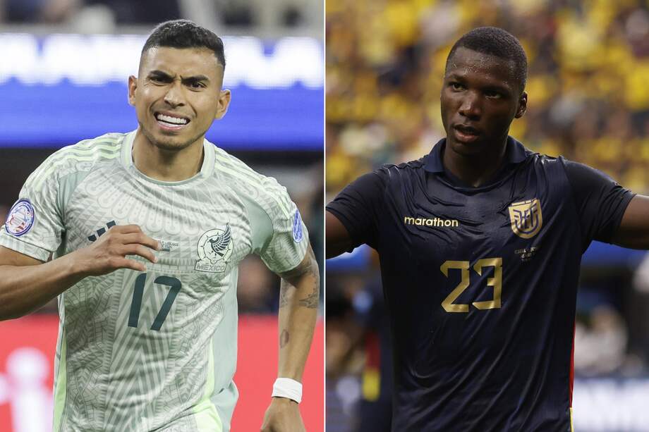 El México de Orbelín Pineda (izq.) se enfrentará al Ecuador de Moisés Caicedo por un cupo a los cuartos de final.