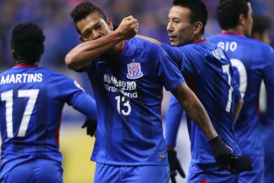Primer gol del colombiano en torneos internacionales con el conjunto chino. / Twitter Shanghái Shenhua