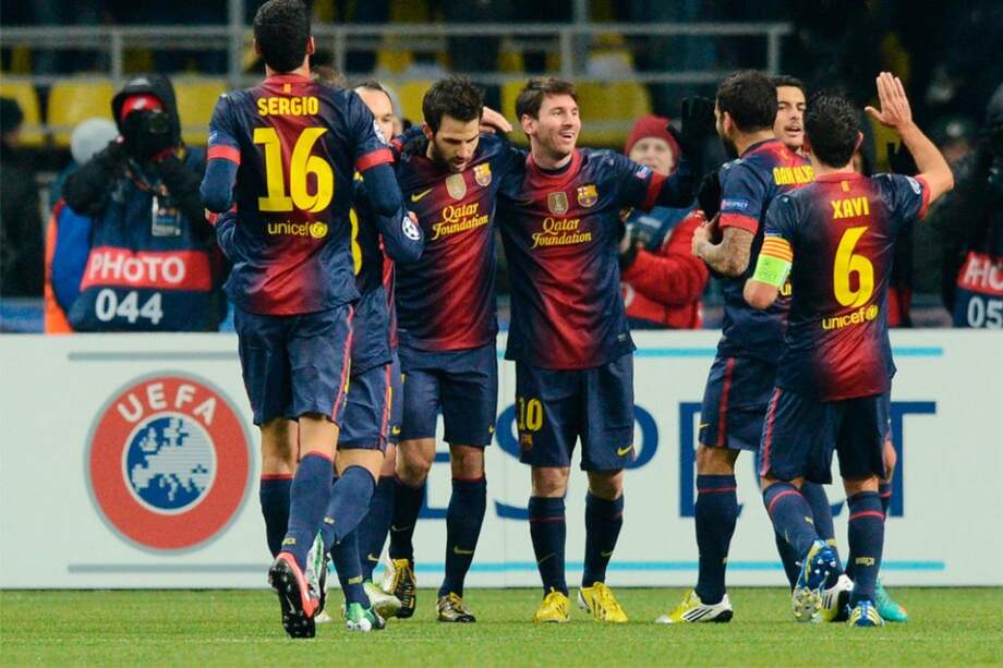 Celebración habitual del Barcelona / AFP