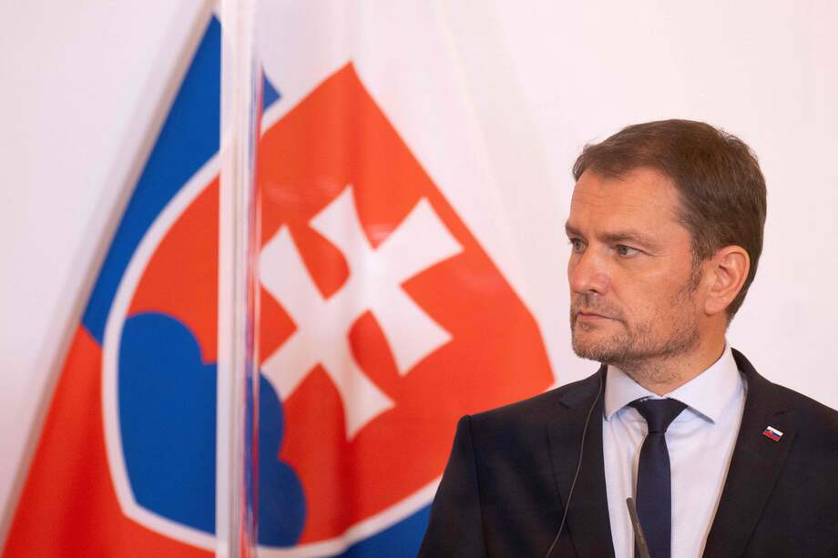 El primer ministro, Igor Matovic, durante una rueda de prensa.