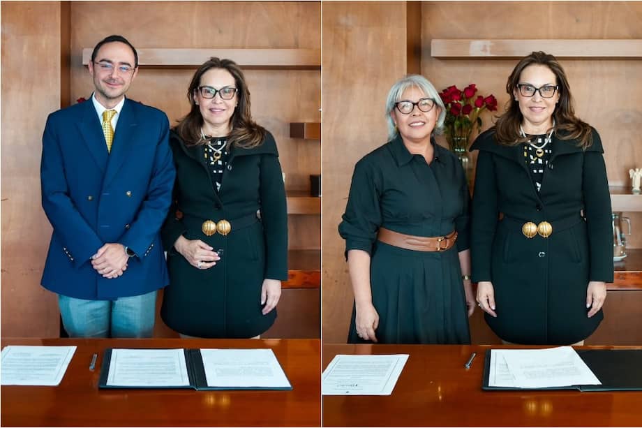 Viviane Morales con sus nuevos viceministros de Educación.