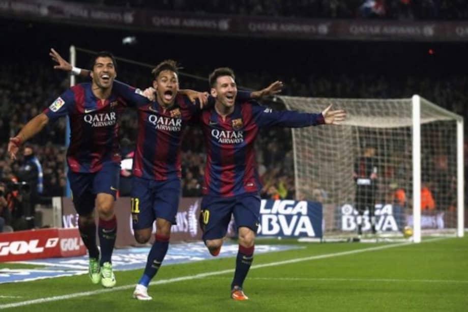 Luis Suárez, Neymar y Messi, el tridente más goleador del Barcelona. Foto: AFP
