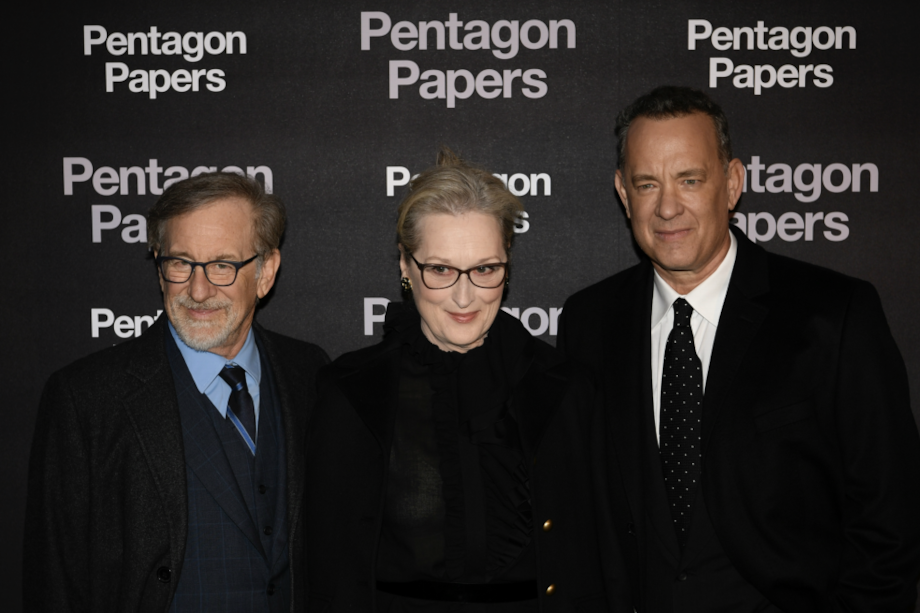 Steven Spielberg, Meryl Streep y Tom Hanks se juntaron por primera vez para llevar a la pantalla grande uno de los hitos del periodismo: Los Papeles del Pentágono. / Foto: AFP