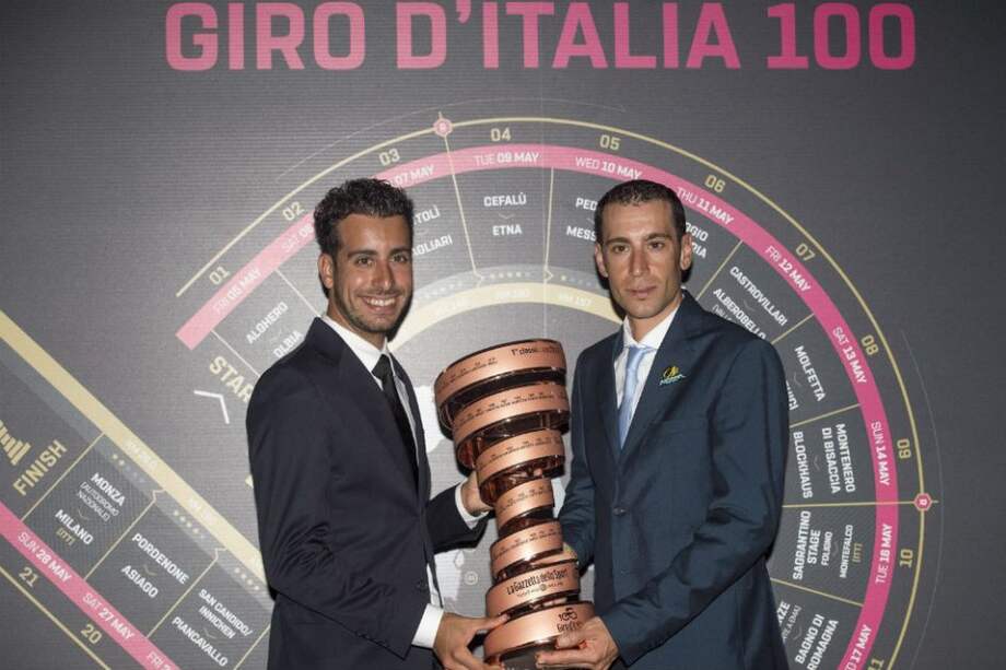 Vicenzo Nibali y Fabio Aru durante la presentación del Giro de Italia. Foto: EFE