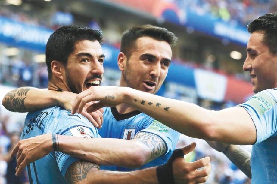 Luis Suárez es el único uruguayo en marcar en tres mundiales. Lo hizo en Sudáfrica 2010, Brasil 2014 y ahora en Rusia 2018. / AP