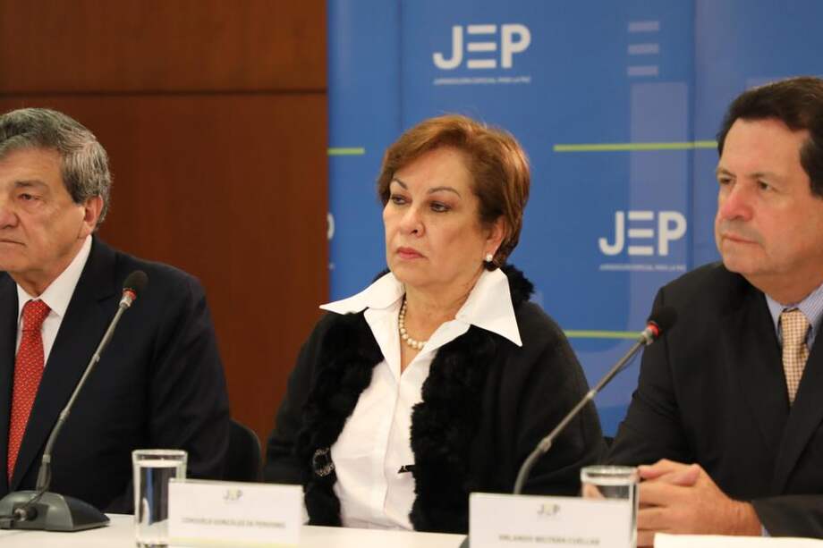 Jorge Eduardo Gechem, Consuelo González de Perdomo y Orlando Beltrán rindieron su testimonio sobre secuestro en la JEP. / Cortesía JEP