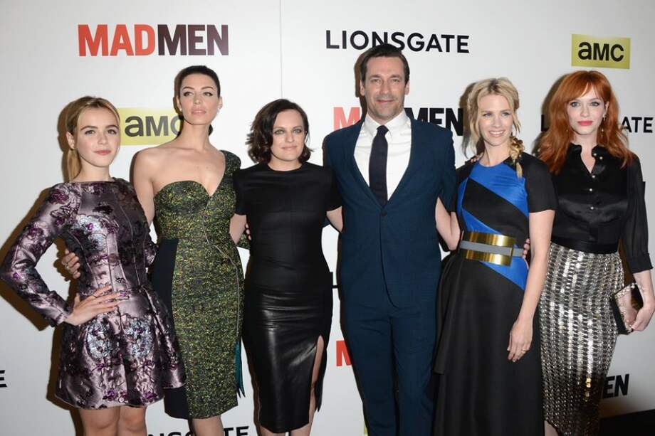 Kiernan Shipka, Jessica Pare, Elisabeth Moss, Jon Hamm, January Jones y Christina Hendricks en el estreno dela última temporada de "Mad Men".