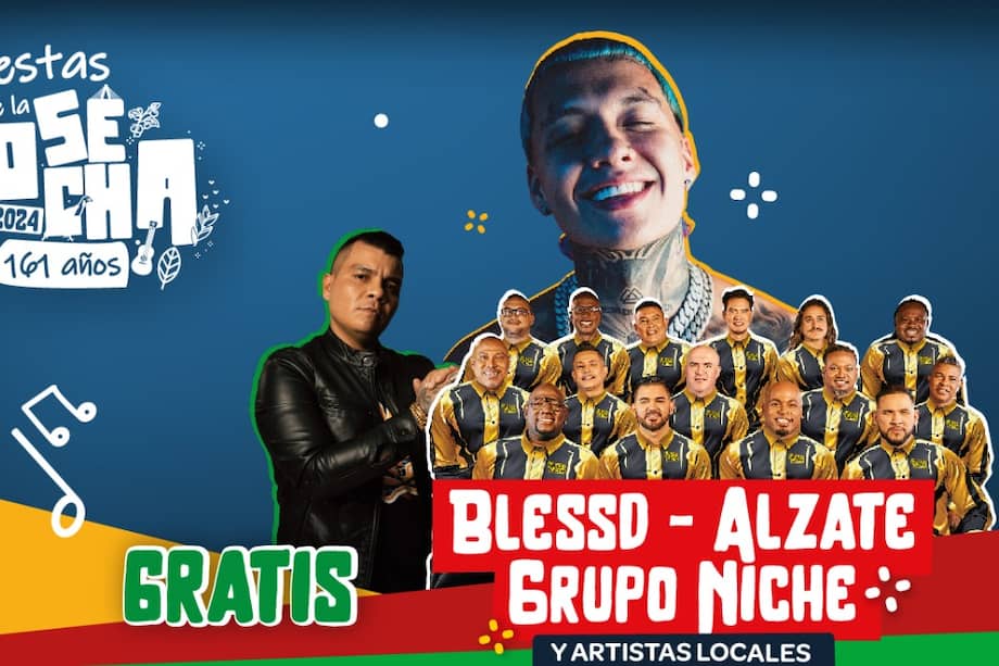 Artistas invitados a las Fiestas de la Cosecha 2024 que se realizarán del 16 al 31 de agosto en Pereira