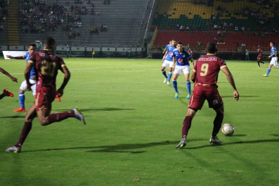 El delantero Angelo Rodríguez desperdició una pena máxima al minuto 52. / @cdtolima