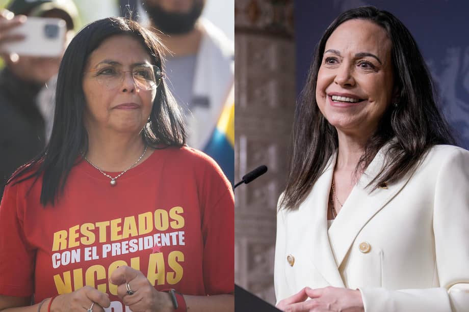 Delcy Rodríguez, sucesora de Maduro, y María Corina Machado, líder de la oposición mayoritaria en Venezuela.