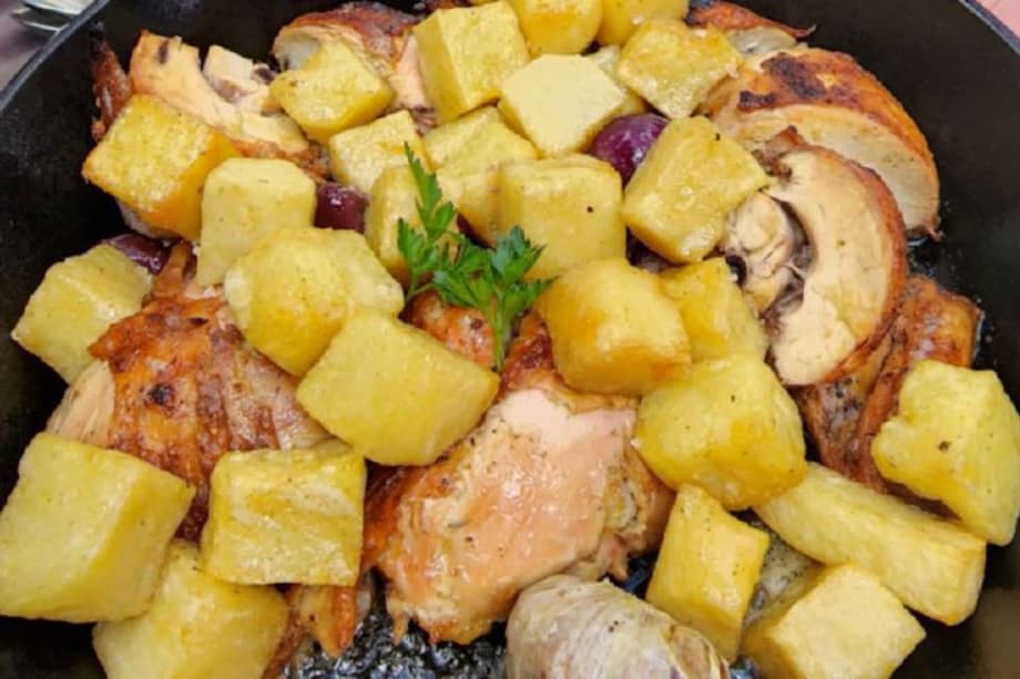 Receta para preparar pollo con rub y papitas asadas
