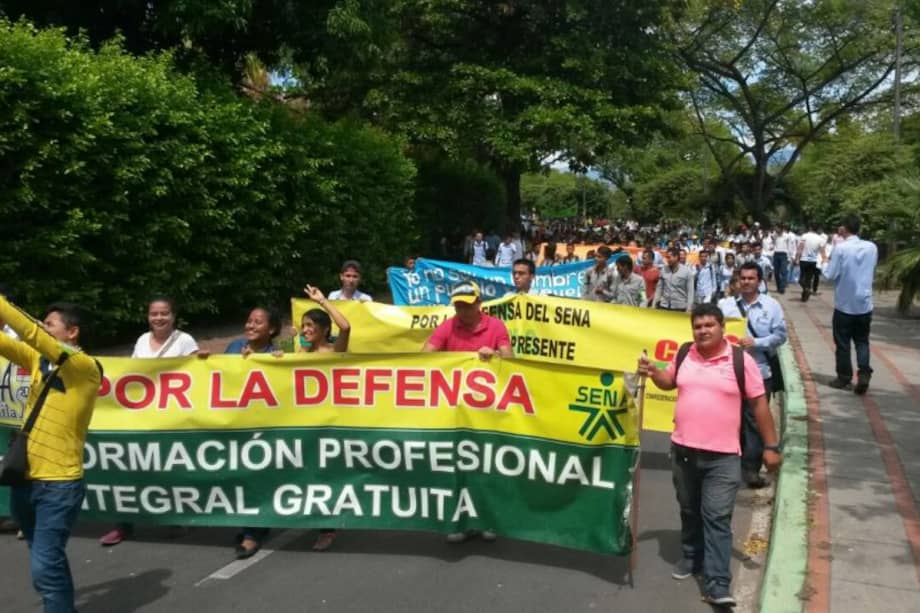 El 91% de las sedes educativas del Sena no están en paro. / Twitter: @DurbinMontoya1