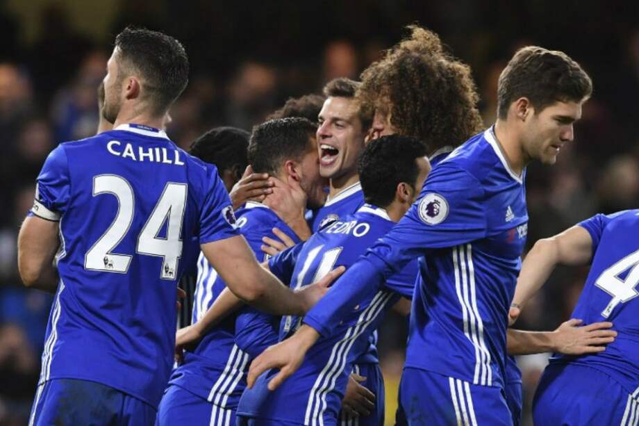 Los jugadores del Chelsea celebran uno de los goles con los que vencieron este lunes al Bournemouth en el tradicional "Boxing Day". / AFP