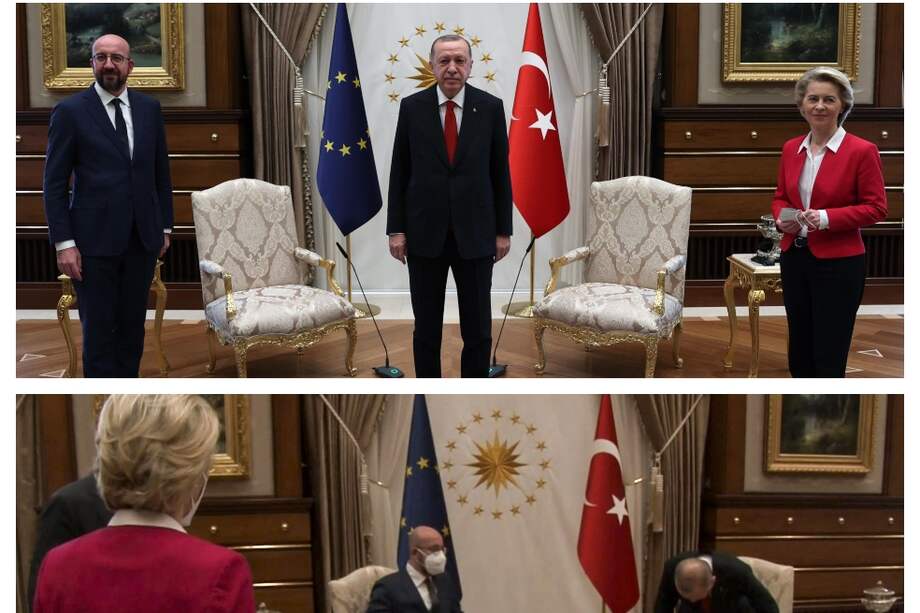 Este es el incómodo momento en que la presidenta de la Comisión Europea, Ursula von der Leyen, queda sin silla en un encuentro en Turquía.
