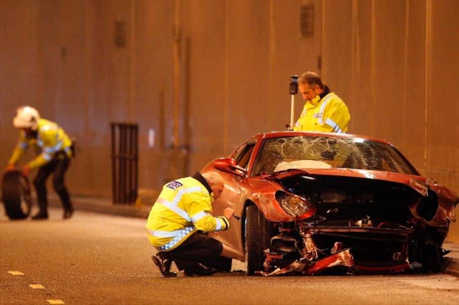 El ahora jugador de Real Madrid colisionó contra el muro cuando atravesaba con su vehículo un túnel en Manchester en la noche del miércoles 7 de enero de 2009 / Archivo