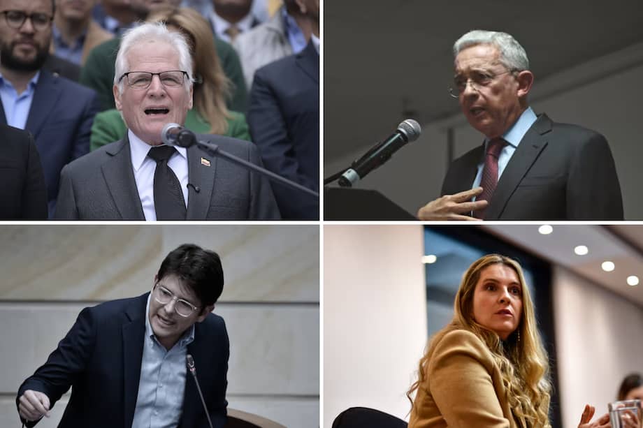 Miguel Uribe Londoño, Álvaro Uribe, Miguel Uribe Turbay y Paloma Valencia.