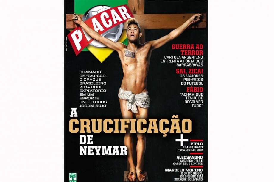 La Revist Placar puso en su portada una imagen de Neymar cricificado.