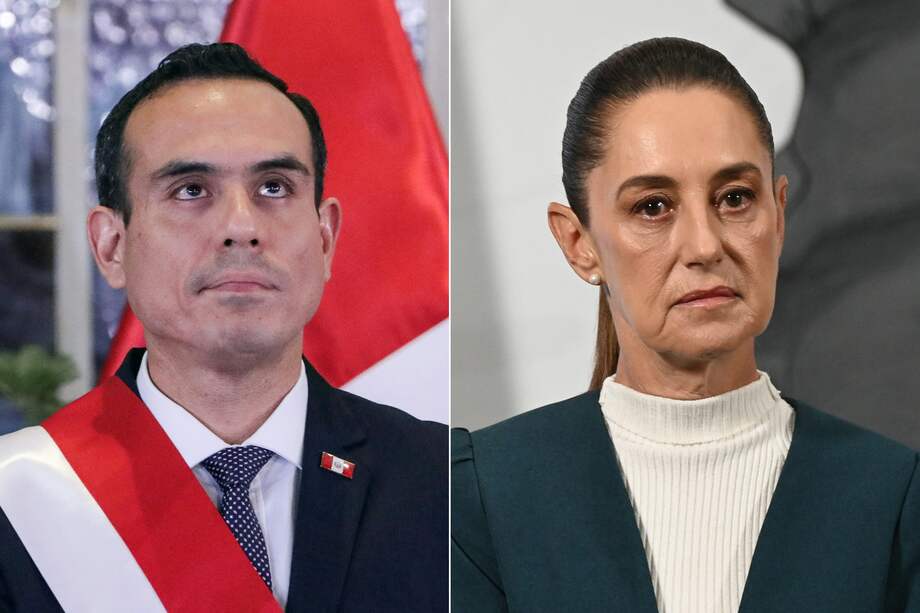 Esta combinación de imágenes, creada el 3 de noviembre de 2025, muestra al presidente interino de Perú, José Jeri y a la presidenta de México, Claudia Sheinbaum.