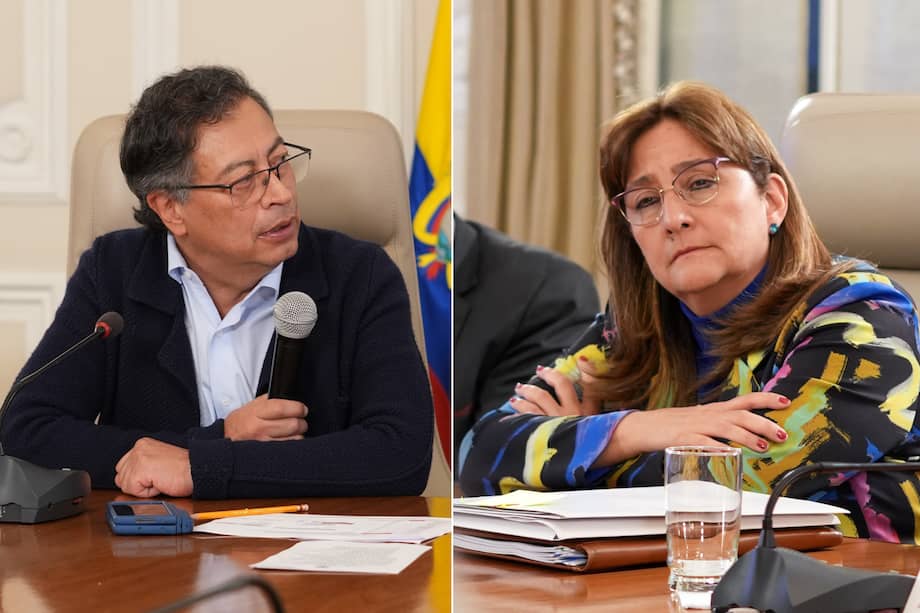 El presidente Gustavo Petro y la ministra de Justicia, Ángela María Buitrago.