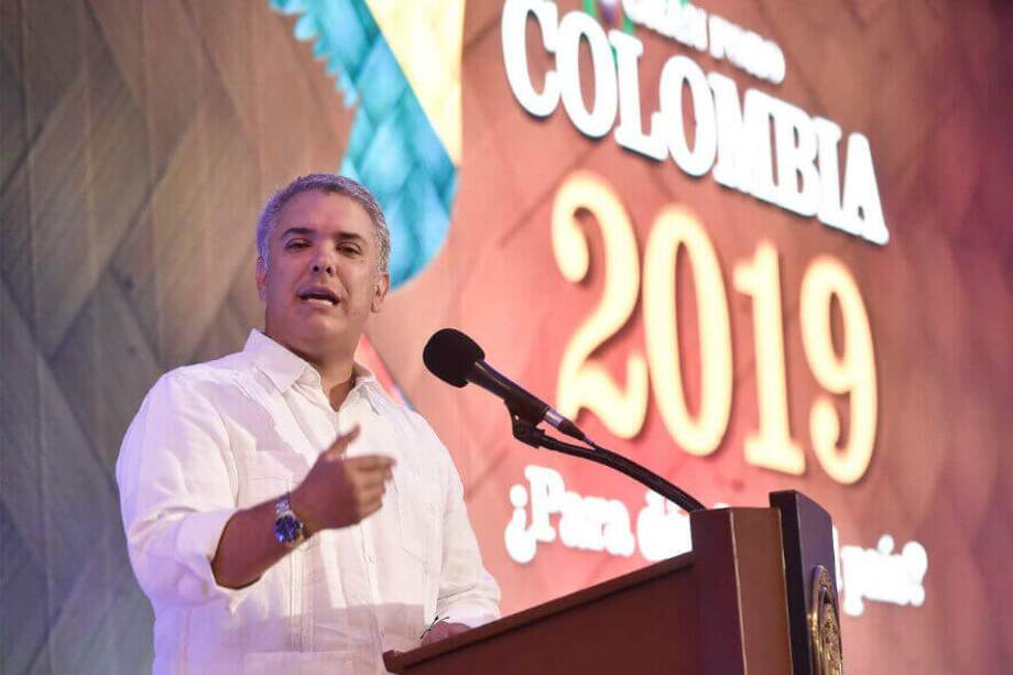 El presidente Iván Duque desde Cartagena, en el ‘Gran Foro Colombia 2019: ¿Para dónde va el país?’, organizado por Foros Semana. / SIG