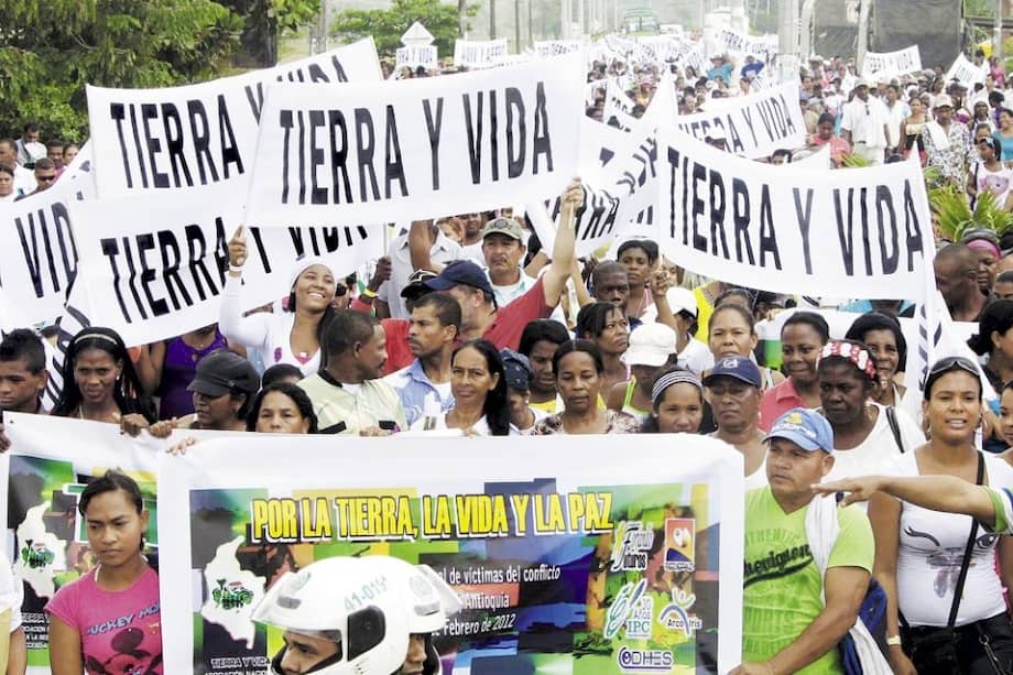 En febrero pasado los campesinos de Necoclí (Antioquia) marcharon para reclamar sus derechos.