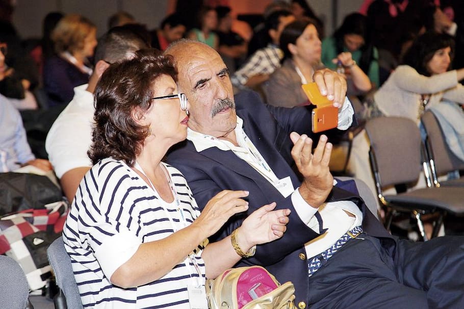 Salvo Basile, junto a Jacqueline Lemaitre, su esposa.