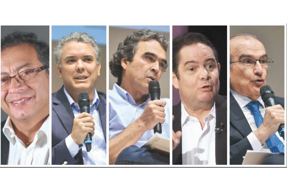 Gustavo Petro, Iván Duque, Sergio Fajardo, Germán Vargas y Humberto de la Calle.