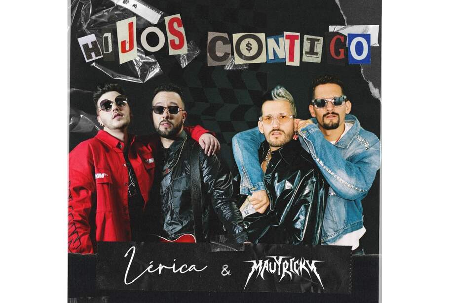 Lérica junto a Mau y Ricky en la imagen promocional del sencillo "Hijos contigo".