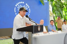 El presidente Gustavo Petro en el evento de destrucción de material de guerra en el marco del proceso de paz entre el Gobierno nacional y la Coordinadora Nacional Ejército Bolivariano.