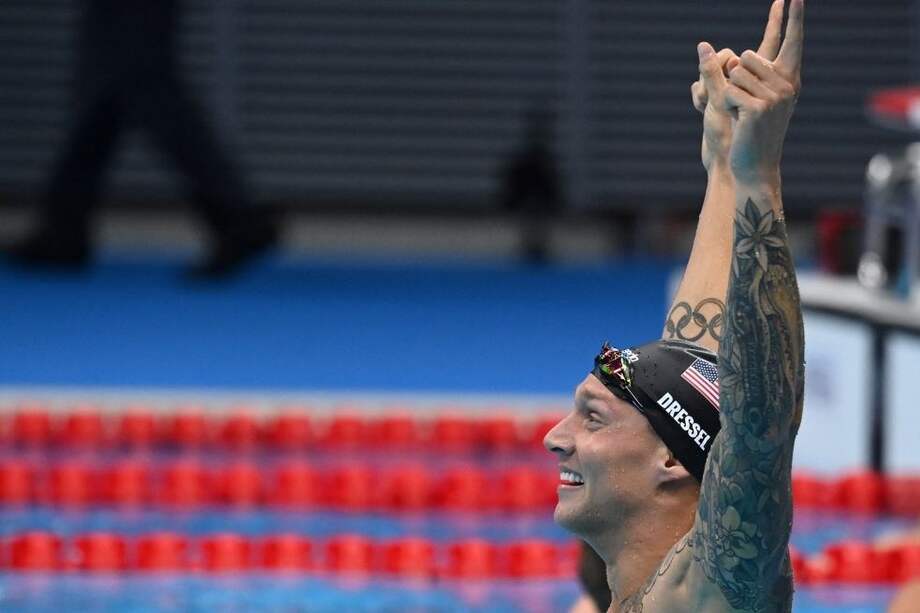 Caeleb Dressel después de ganar su competencia en los 100 metros.