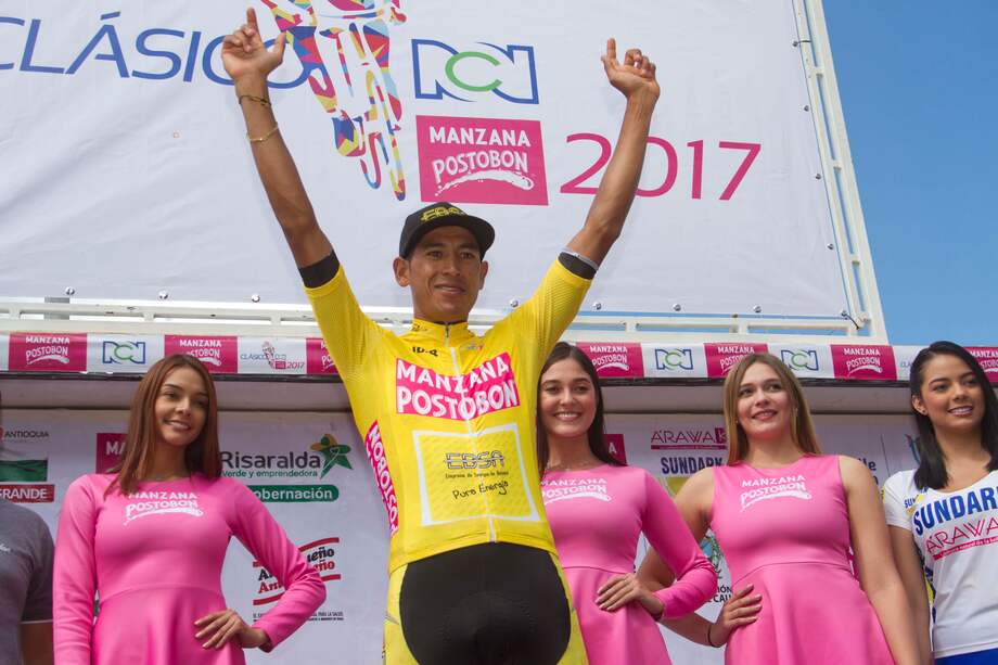 Wilson Marentes, ahora con la camiseta amarilla de líder del Clásico, terminó segundo en la etapa de este miércoles. / Diego Sinisterra - prensa oficial