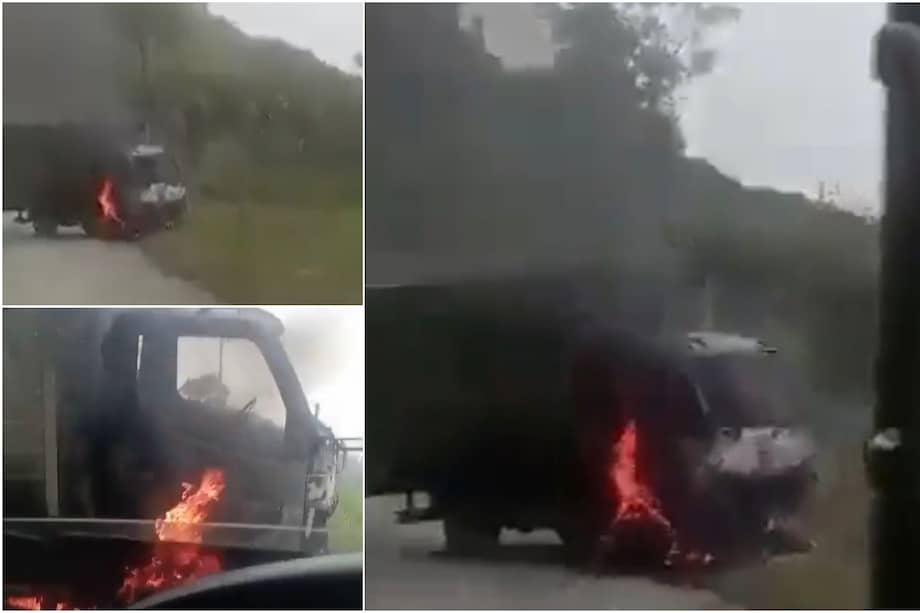 El camión fue incinerado en la zona rural del municipio de Briceño, en el Norte de Antioquia.