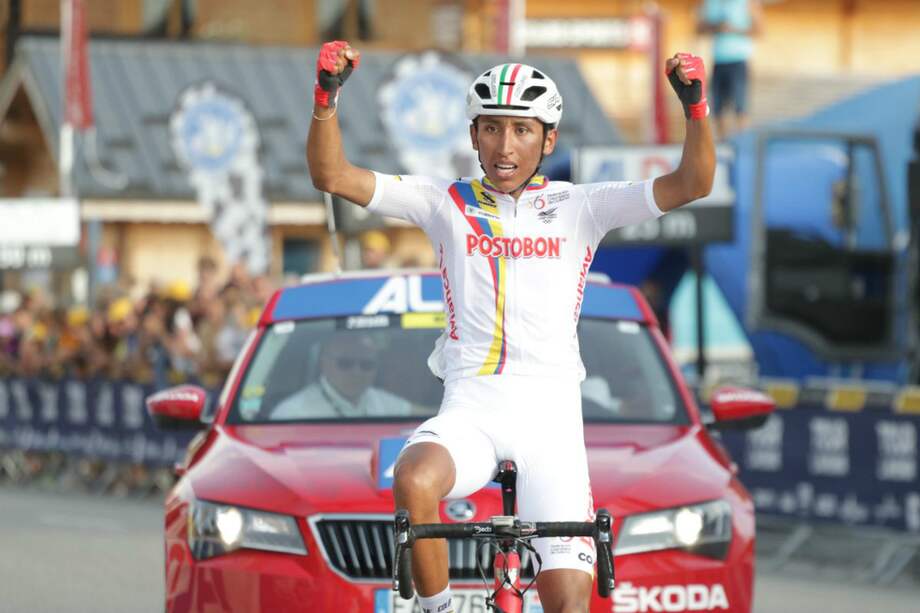 Egan Bernal, nuevo líder del Tour de L'Avenir. / @fedeciclismocol