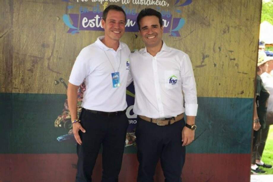 Camilo Fernández, director del programa Colombianos en el Exterior, y Augusto Posada, presidente del FNA.