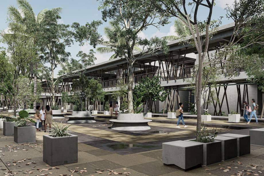 Rénder del campus de la Universidad de los Montes de María, que se construirá en El Carmen de Bolívar.