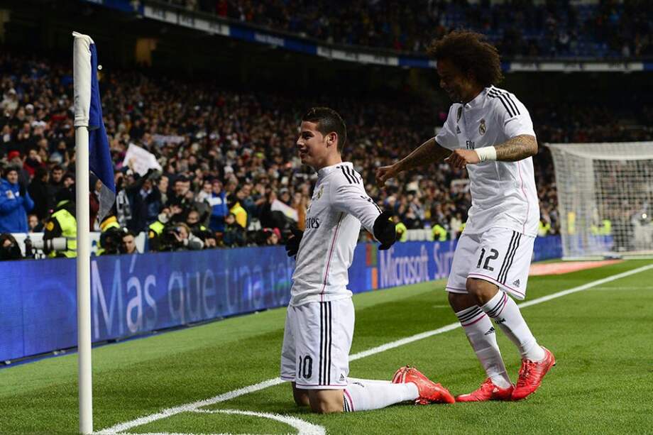 James abrió el marcador en el partido entre el Real Madrid y Sevilla. Foto: AFP