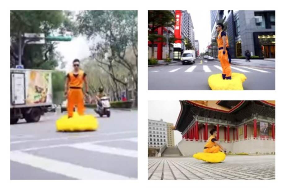 Gokú decidió pasearse sobre la 'nube voladora' por China