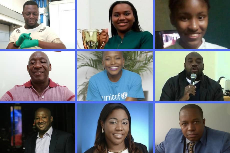 De izq a der: Pablo Palacios, Andrea Lloreda, Angy Rodríguez, Dilon Martínez, Belky Arizala, Víctor Vidal, Richard Moreno, Xiomara Balanta y José E. Hinestroza.