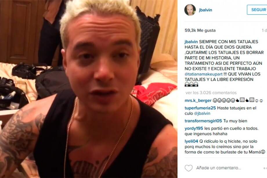 J Balvin en Instagram.