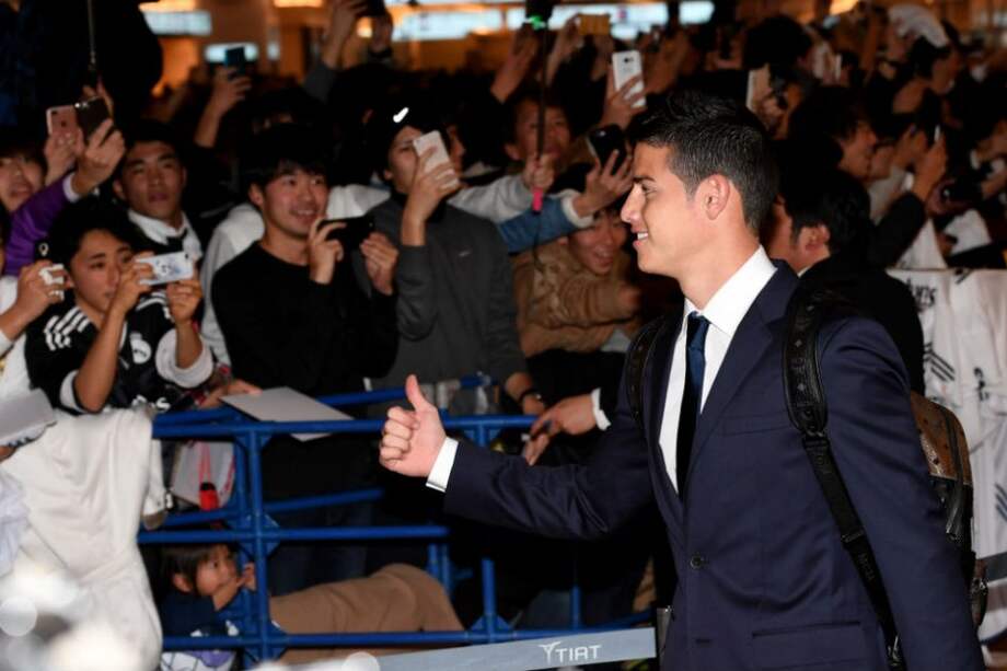 James Rodríguez en su llegada al aeropuerto. Foto: AFP