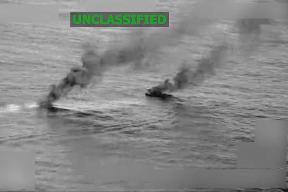 Captura de un video difundido en la cuenta en X @Southcom del Comando Sur de EE.UU. del ataque.