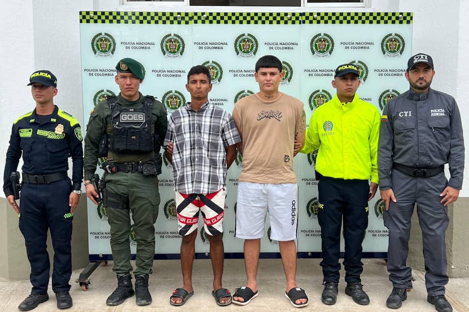 Alias “El Cole” y alias “Café” capturados por la Policía del Magdalena Medio.