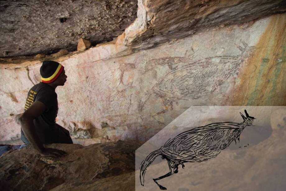 Ian Waina es el propietario aborigen de la pintura de canguro.