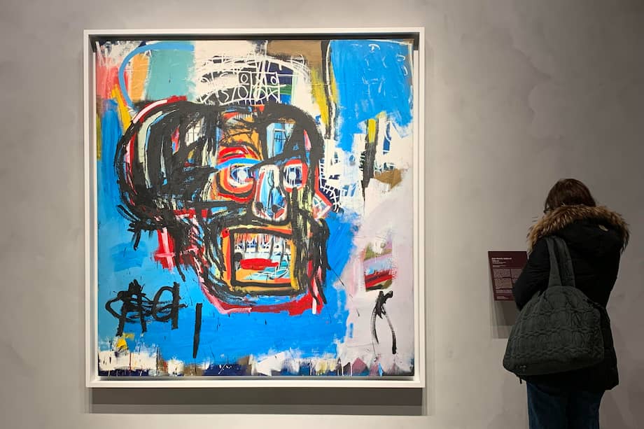 La obra 'Untitled' (1982) del artista estadounidense Jean-Michel Basquiat hace parte de la exposición de Sotheby's en Nueva York.