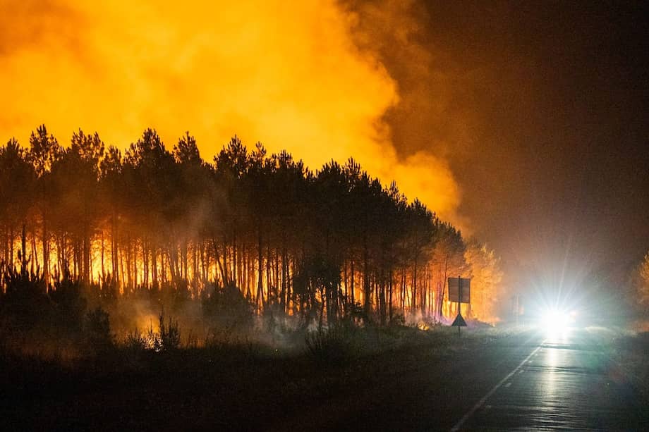 Una fotografía facilitada por la Prefectura de las Landas francesa muestra un bosque en llamas en Biscarrosse, al sur de Francia, el 25 de julio de 2026.