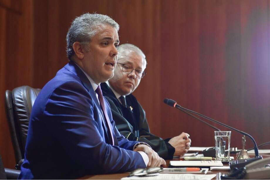 El presidente Iván Duque y el presidente de la Corte Suprema, magistrado José Luis Barceló. / Presidencia de la República